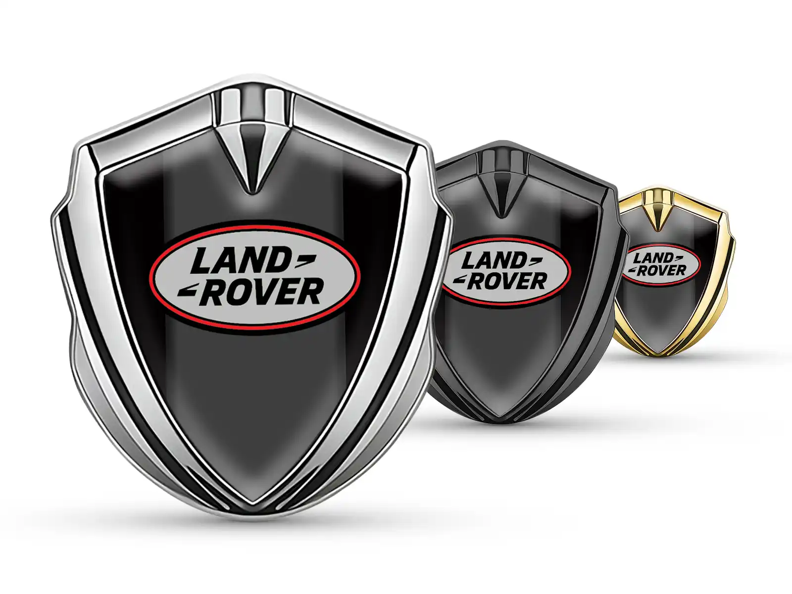 Land Rover Metallico Emblema Badge Ispirato Corse Lucido